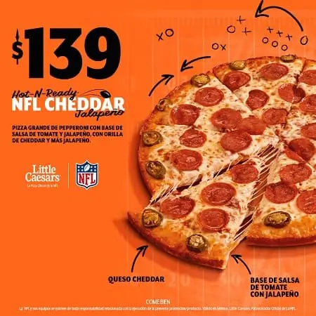 NFL Cheddar Jalapeño a $139 en Little Caesars