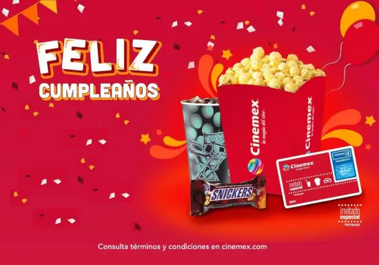 Cinemex cumpleaños: regalo combo mediano y un snicker con la tarjeta PAYBACK