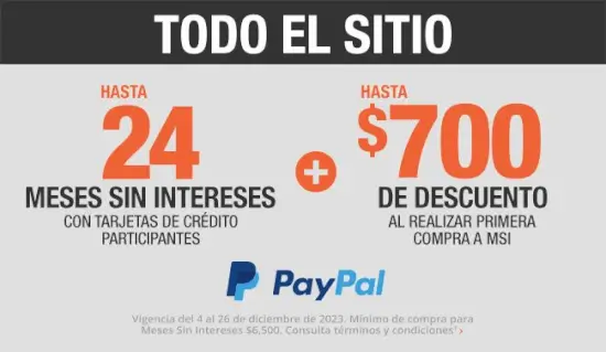 Hasta $700 de descuento + 24 MSI con Paypal en Home Depot