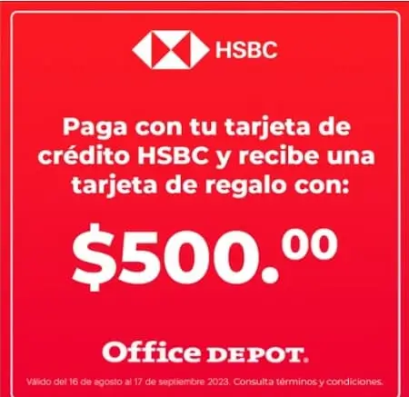 Regreso a Clases Office Depot: recibe Tarjeta de Regalo Amazon de $500 en compras con TDC HSBC